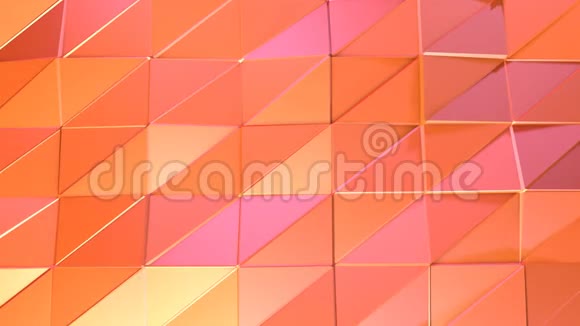 抽象简单的粉红色橙色低聚三维表面作为动画环境软几何低聚运动背景视频的预览图