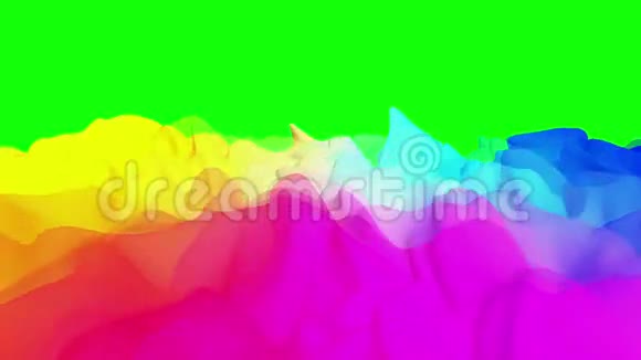 绿色屏幕上抽象的彩色窗帘3D动画无缝视频的预览图