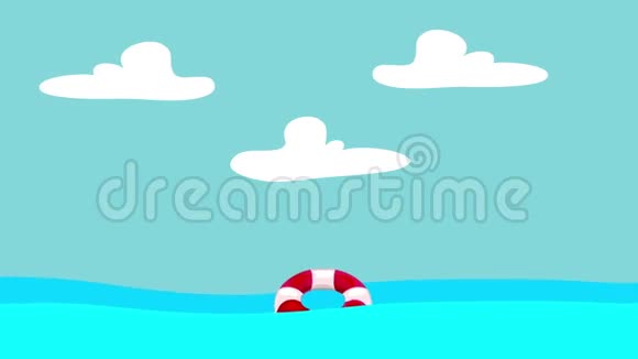 漂浮在海波之间的救生圈视频的预览图