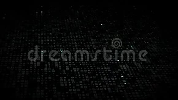 技术数据流电网上出现明亮的蓝色发光计算机符号视频的预览图