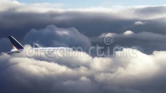 一架飞越云层的飞机视频的预览图