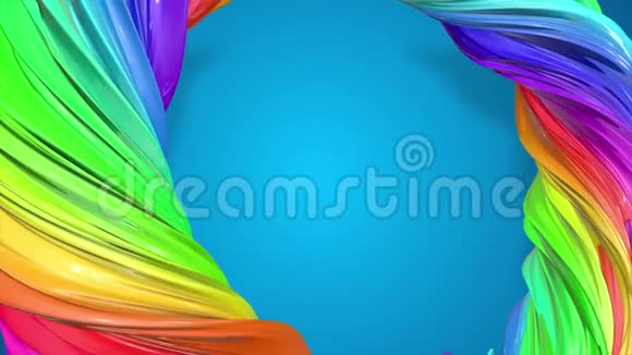 油漆流动在一个圆圈内移动用混合油彩形成丝带的抽象色彩丰富的创作背景视频的预览图