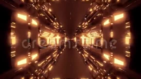 启发式科幻隧道与神圣基督教发光交叉三维插图现场壁纸运动背景vj视频的预览图
