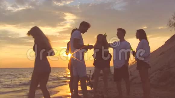 日落时分朋友们在海边视频的预览图