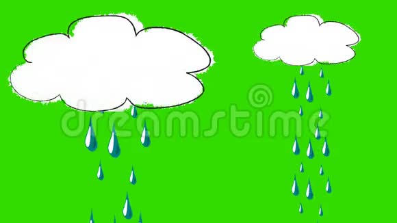 绿色屏幕背景上的一朵雨云滑稽卡通视频的预览图