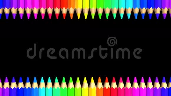 彩色铅笔在黑色文本空间视频的预览图