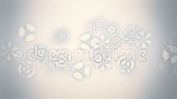 白色背景上的定型雪花抽象圆形动画高科技背景带圆圈视频的预览图