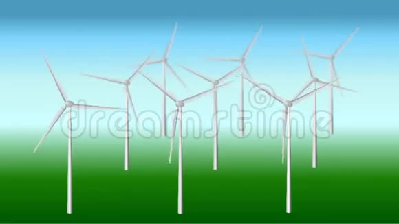 简单背景下风力发电站领域动画视频的预览图