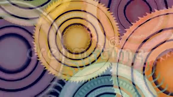 抽象彩色锯齿状圆圈旋转视频视频的预览图