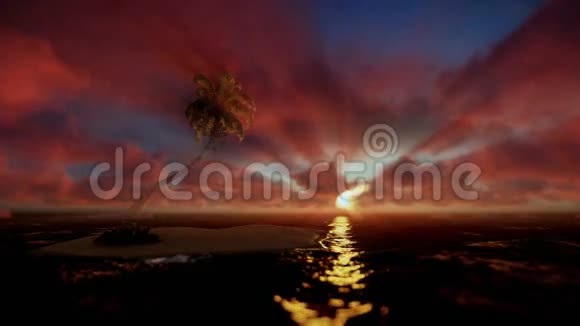 热带岛屿和海洋上美丽的日出视频的预览图
