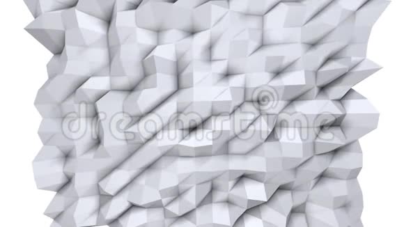 简单的低聚三维表面作为晶体细胞纯白色灰色多边形的软几何低聚背景4K全高清视频的预览图