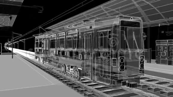 地铁电车或铁路运输的地面站摄像机穿过整个车站的空间视频的预览图