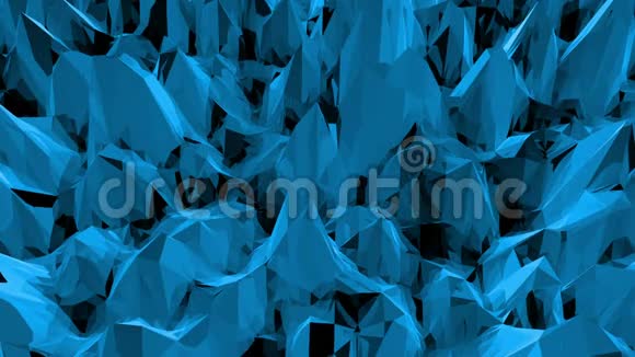 蓝色低聚移位表面作为网络背景蓝色多边形的几何移动环境或脉动视频的预览图