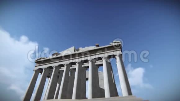 希腊雅典卫城帕台农神庙上空的飞机视频的预览图