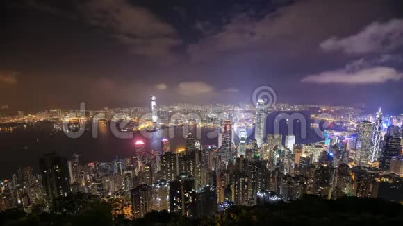 香港城市时间流逝从山顶俯瞰视频的预览图