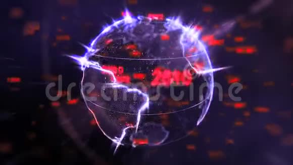 旋转地球和飞行数字技术背景环视频的预览图