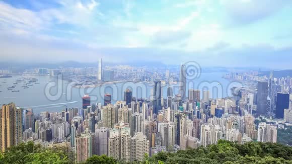 香港城市时间流逝从山顶俯瞰视频的预览图