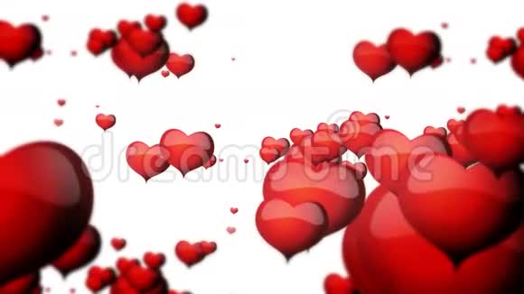 情人节的红心在白色背景上飘浮视频的预览图