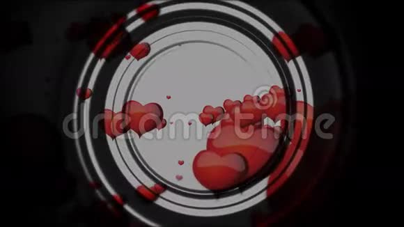 红白相间的红心在情人节里浮动视频的预览图