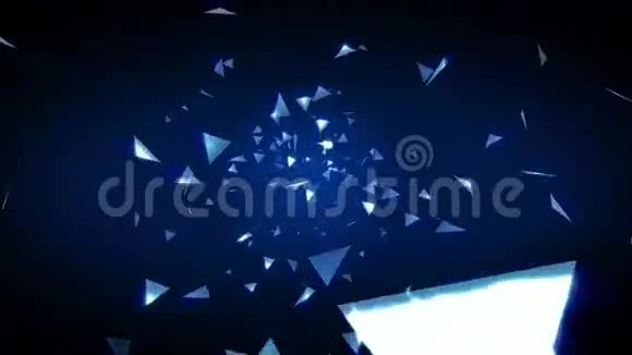 3D抽象蓝色多边形几何三角形的光形缩放几何三角形形状运动图形背景图案视频的预览图