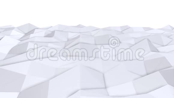 简单的低聚三维表面作为迷幻背景纯白色灰色多边形的软几何低聚背景4K视频的预览图