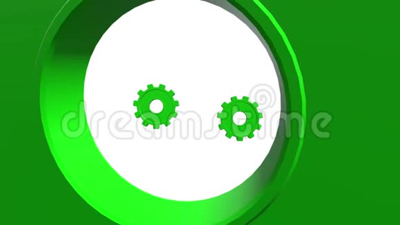 三个绿色齿轮白色背景阿尔法通道视频的预览图