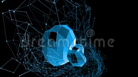 抽象蓝色挥动三维网格或网格的脉动几何物体用作抽象优雅的背景蓝色几何视频的预览图