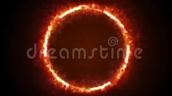 火焰焰火燃烧抽象圆环的无缝动画火圈图案或冷火或烟火视频的预览图