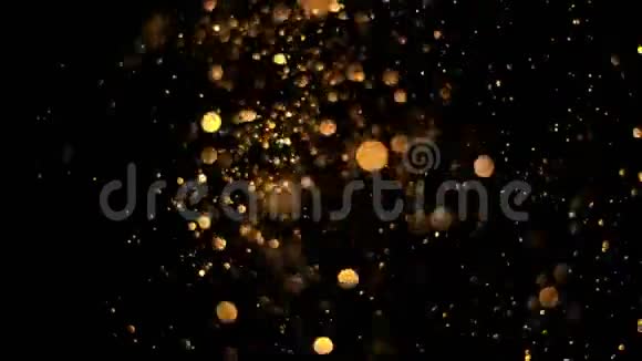 美丽的动画飞行闪亮的闪光闪烁粒子在黑色背景阿尔法通道视频的预览图