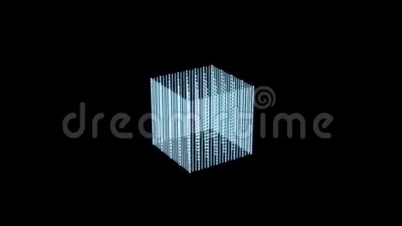 黑色背景上的虚拟立方体全息图视频的预览图