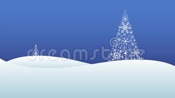 冬天的景色雪和雪花组成的树木视频的预览图