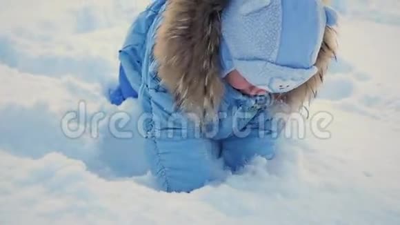 一个孩子在雪地里玩耍视频的预览图