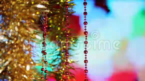圣诞新年装饰闪烁灯光背景视频的预览图