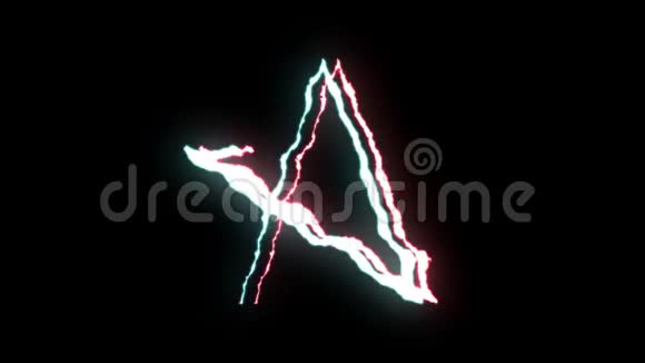 可循环红色蓝色霓虹灯闪电明星符号飞行黑色背景动画新品质独特自然视频的预览图
