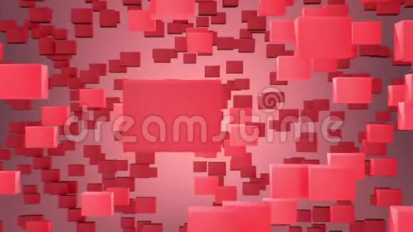 摘要循环动画背景的基础上红黑粉红立方体的晶体聚集和分解成一个运动视频的预览图