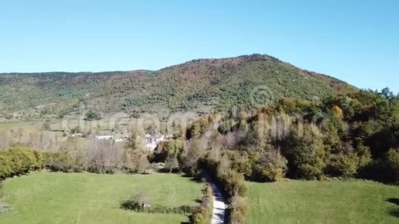 法国比利牛斯山脉秋林的鸟瞰图视频的预览图