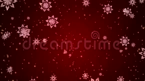 雪花和星星落在红色背景上的视频动画视频的预览图