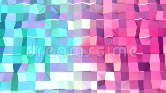 抽象简单的蓝色粉红色低聚三维表面作为凉爽的背景移动的软几何低聚运动背景视频的预览图