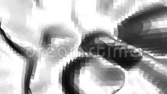 抽象简单的黑白低聚挥三维表面作为幻想环境灰色几何振动环境视频的预览图