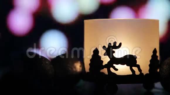 圣诞新年鹿灯背景视频的预览图