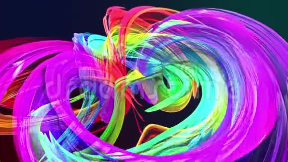 五颜六色的条纹在圆形的形成中扭曲多种颜色视频的预览图