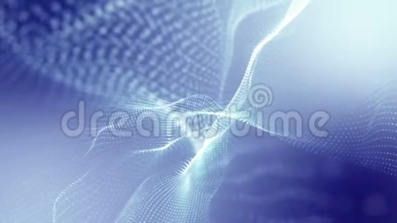 光粒子在蓝色上缓慢移动3D渲染抽象动画视频的预览图
