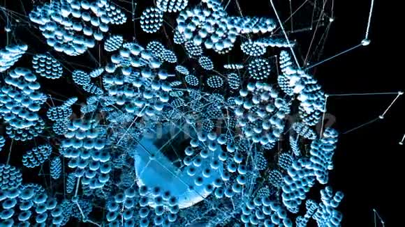 抽象蓝色挥动三维网格或网格的脉动几何物体用作抽象的游戏景观蓝色几何视频的预览图