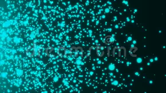 空间中许多抽象的蓝色小粒子计算机生成抽象背景三维渲染视频的预览图