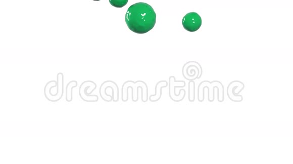 绿色水滴落在白色表面缓慢运动彩色油漆视频的预览图