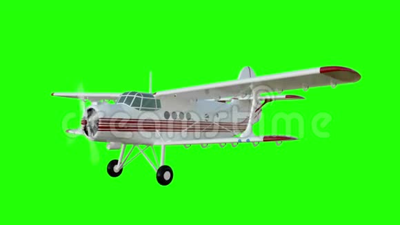 安东诺夫安2双平面旧的白色飞机现实物理动画现实反射和运动全球照明视频的预览图