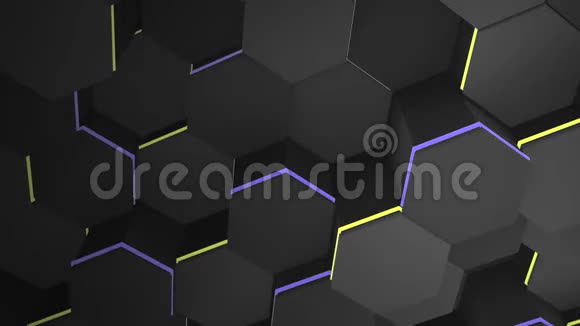 运动暗黑十六进制网格背景抽象背景视频的预览图