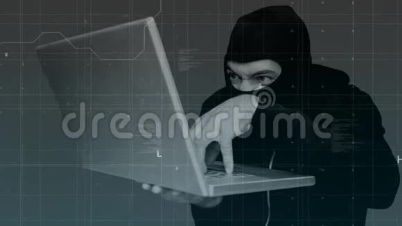 黑客入侵笔记本电脑的数字动画视频的预览图