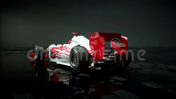 黑暗工作室里的赛车逼真的4K动画视频的预览图