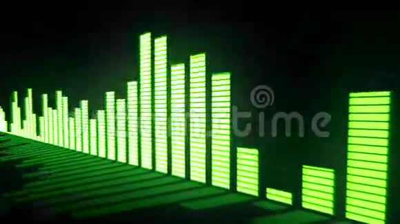 音乐控制水平发光酸绿色音频均衡器条随着反射从镜面移动视频的预览图